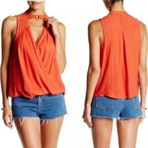 Free People So Fine Draped Faux Wrap Choker Tank Top Size Large